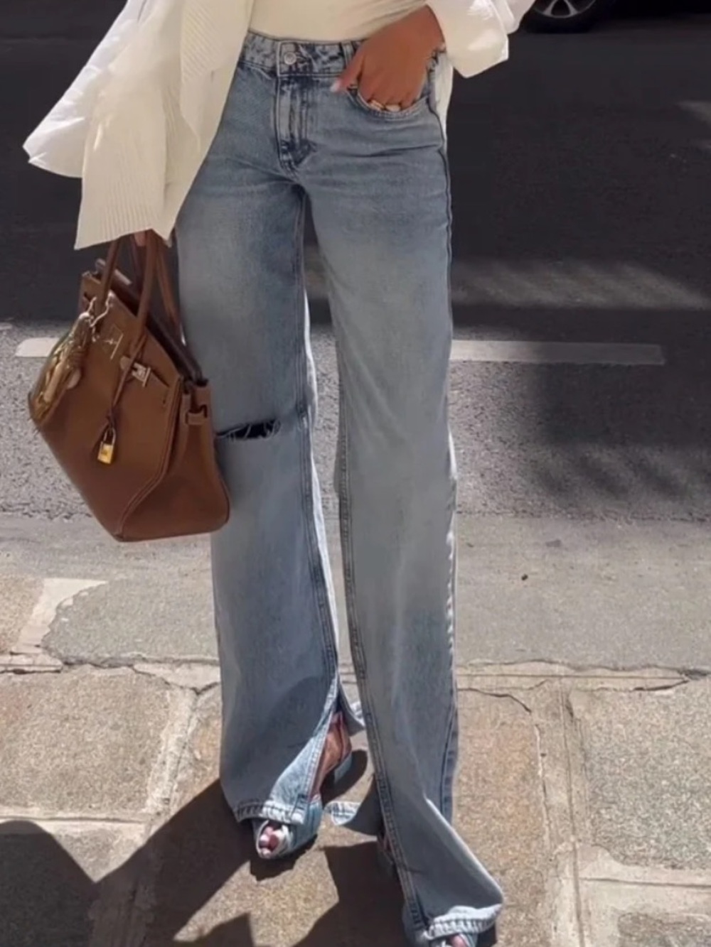ZARA // SLIM FLARE LOW RISE RIPPED LONG LENGTH